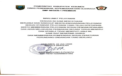 Maklumat Pelayanan Publik SMP Negeri 1 Prembun